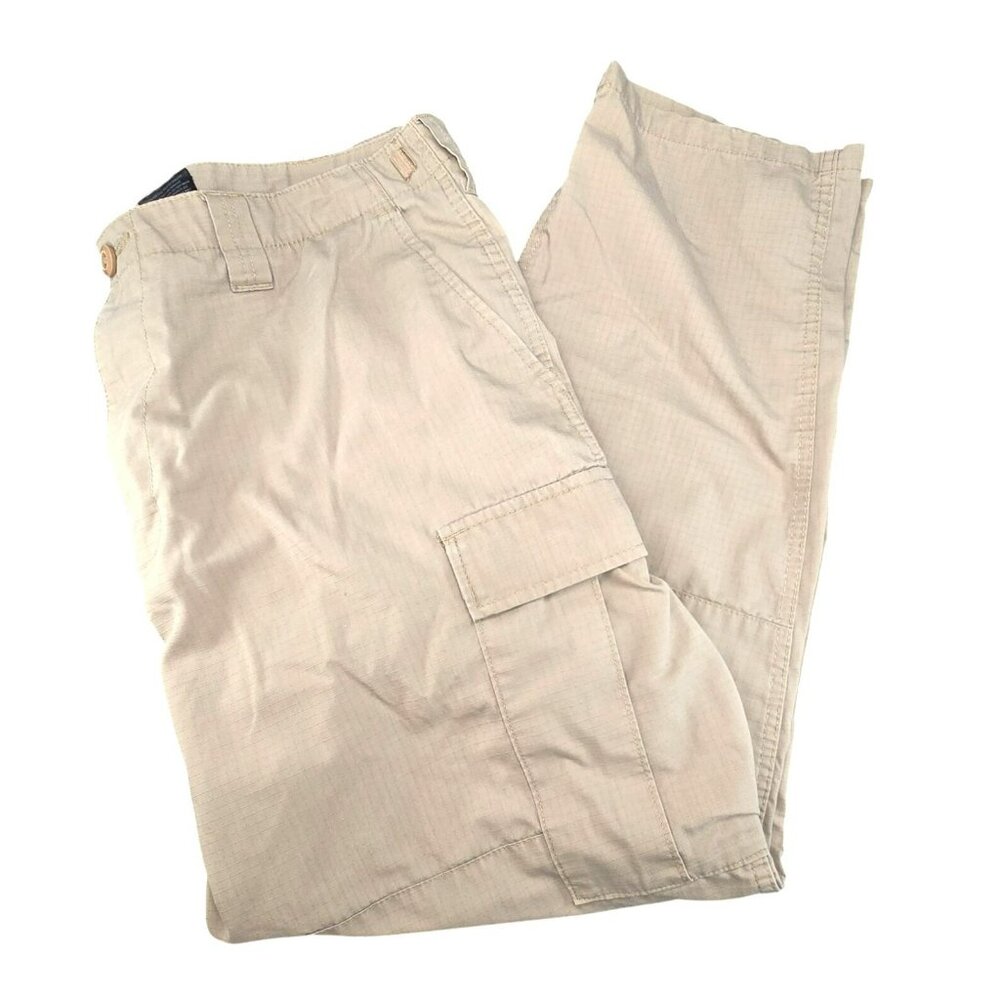 Mens Ryno Gear Cargo Pants L-R Beige Cotton/Polyester Durable Utility JJ3937